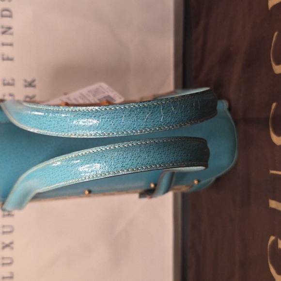 Gucci Vintage 1990s ultra rare limited edition turquoise Bamboo Bullet Bag - Picture 10 of 17
